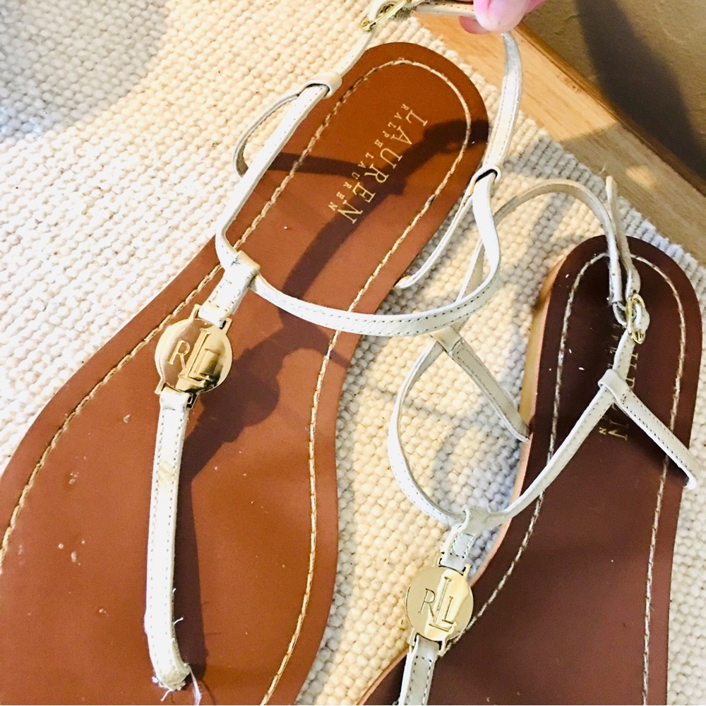 Ralph Lauren strappy sandals 9 tan erring beach boho summer shoes 9